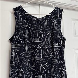 Talbots Navy and White Sailboat Dress